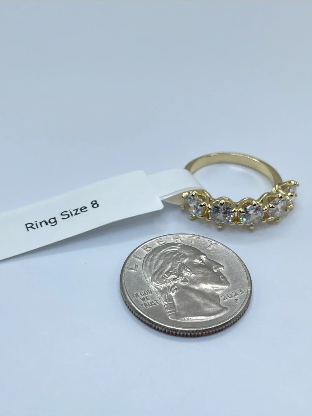 Swarovski Crystal Elements White Crystal Half Eternity Band Ring Sz 8 Glam